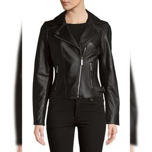 NWT Michael Kors Black Leather Moto Jacket XS